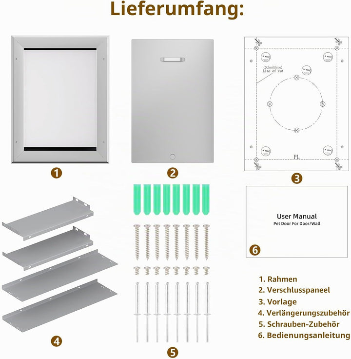 Ownpets Hundeklappe, Aluminium Haustiertür, M, luminium Anti-Rost Teleskop-Hundeklappe für kleine bi