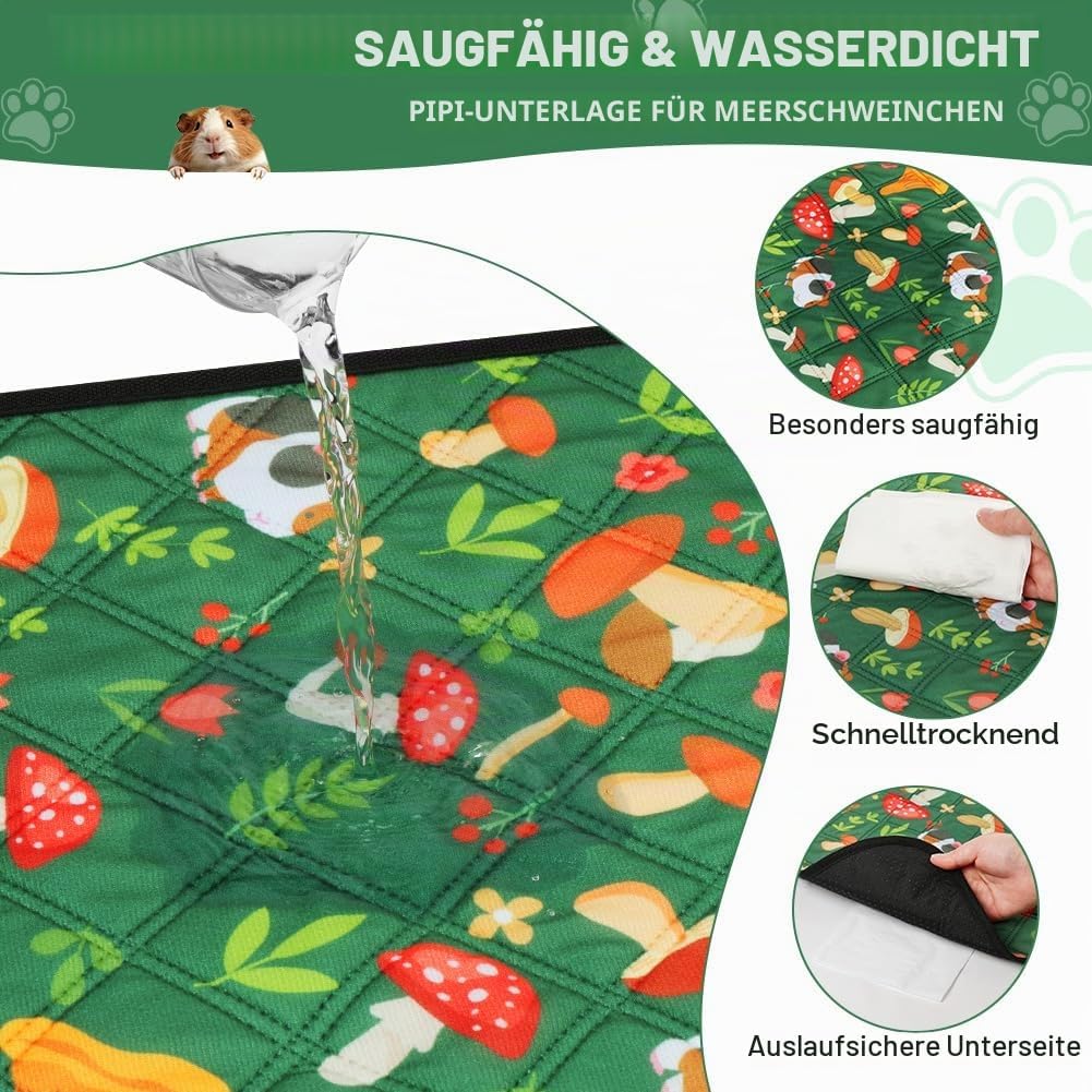Wiederverwendbare PIPI Pads Matte für Meerschweinchen, 2PC Waschbar und 4 Lagen Super Saugfähige Unt