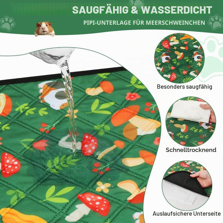 Wiederverwendbare PIPI Pads Matte für Meerschweinchen, 2PC Waschbar und 4 Lagen Super Saugfähige Unt