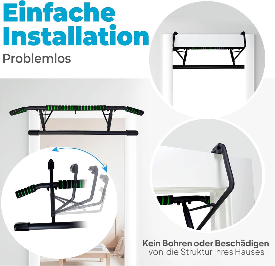 OcioDual Klimmzugstange Türrahmen Schraubenlose, Klimzugststange für Tür + Suspension-Trainingsgurte