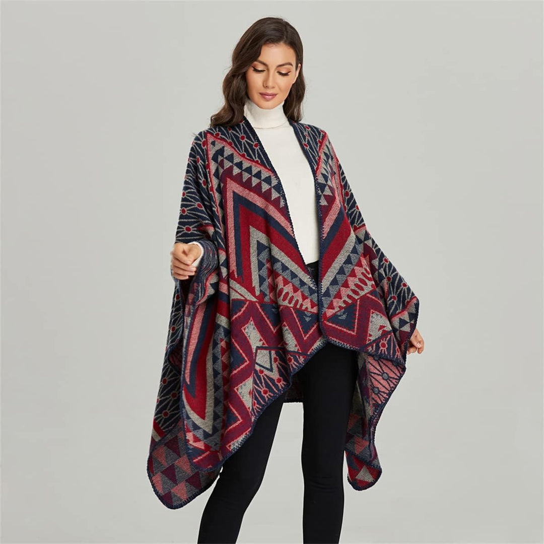 Damen Herbst/Winter Poncho mit Quaste, 130 * 150CM Warm Poncho-Schal Überwurf Strick Cape Elegant Um