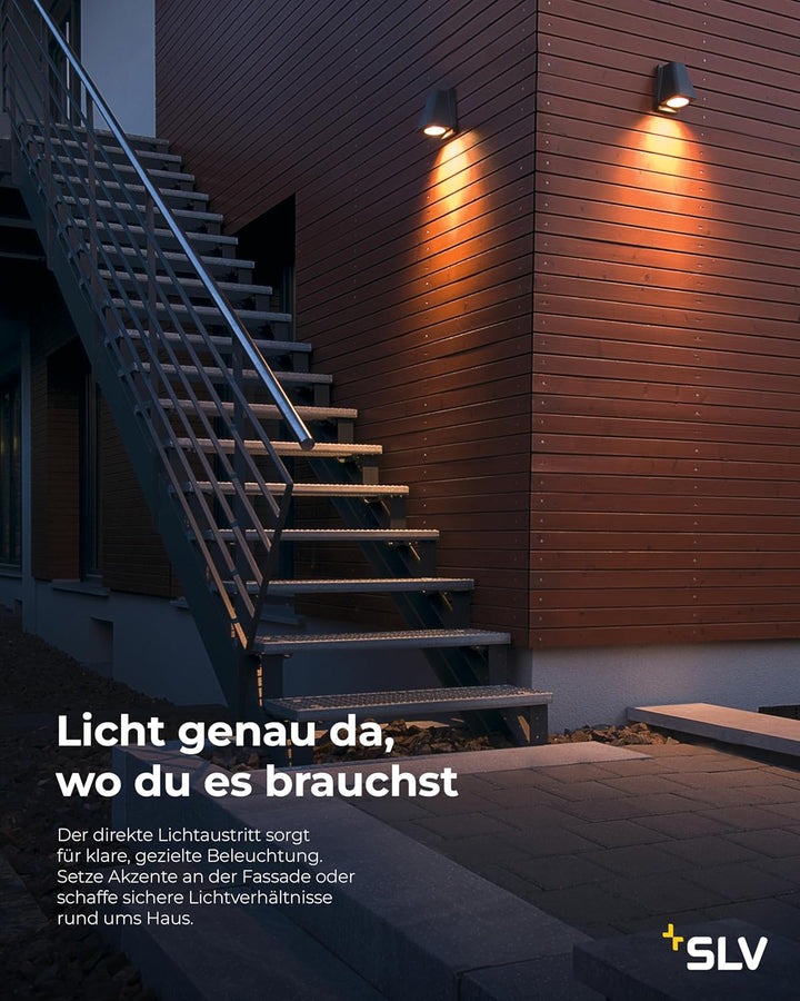 SLV WALLYX | Down-Light zur effektvollen Aussenbeleuchtung von Wänden und Hauseingang, LED Strahler,