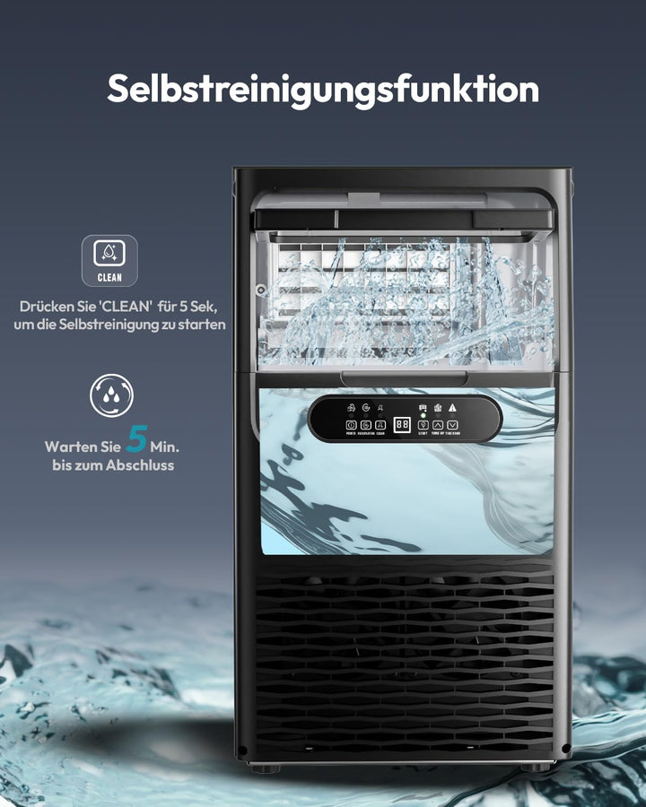 EUHOMY Gewerbliche Eiswürfelmaschine 32KG/24H | 36 Eiswürfel in 11 Min, Unterbau-Eismaschine mit Was