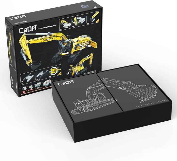 Cada C61082W Blöcke Funktionaler Baubagger 1702 EL., Schwarz, Gelb