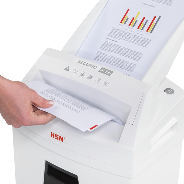 HSM SECURIO AF100 Small Office Autofeed Aktenvernichter, Sicherheitsstufe P4, Partikelschnitt, 100 B