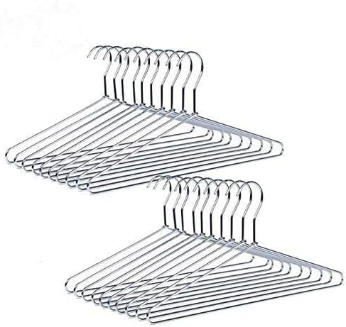 Amber Home 20 Stück 43cm Chrom Eisen Kleiderbügel, Silber Metall Kleiderbügel für Anzug T-Shirt Hemd