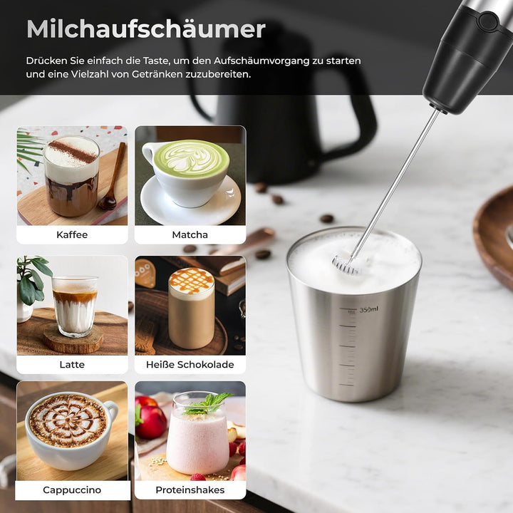 Stabmixer Set 1200W mit 12 Geschwindigkeiten & Turbofunktion – Edelstahl Pürierstab für Suppen, Soss