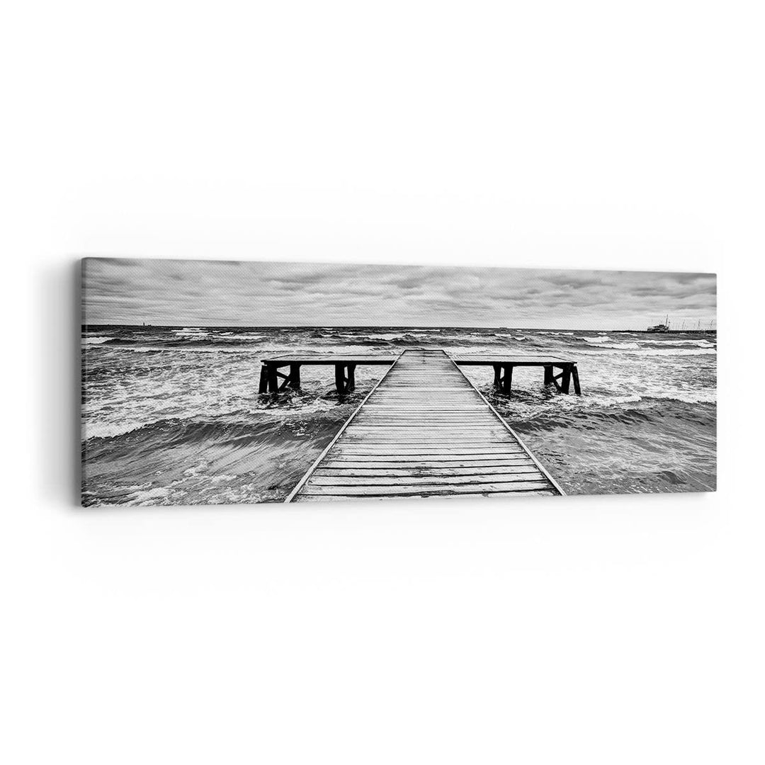 Panorama Bilder auf Leinwand Brücke Meer Welle Leinwandbild 90x30cm Wandbilder Dekoration Wohnzimmer