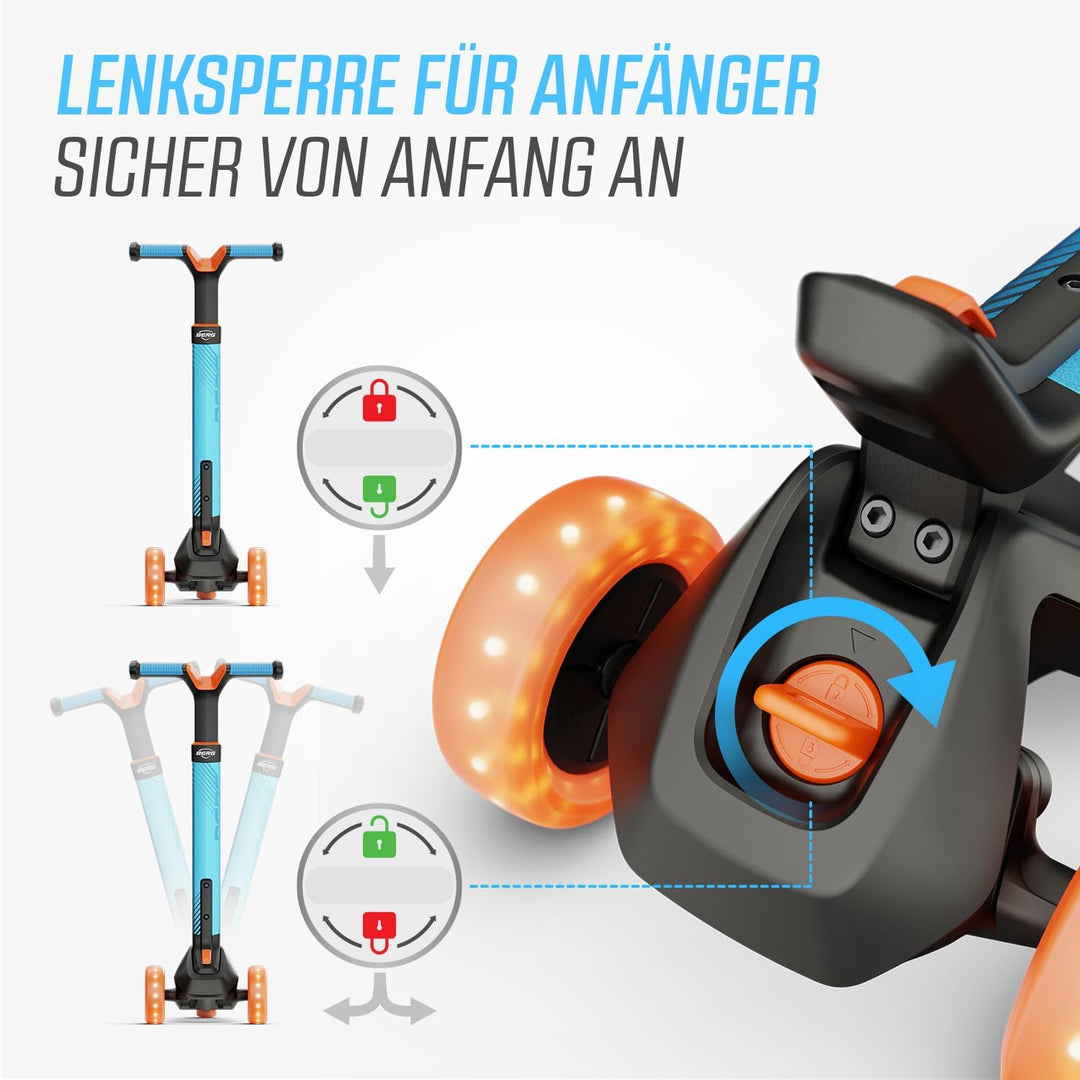 Kinderroller BERG Nexo, Kinderscooter ab 2 Jahre, Mit LED-Räder Zubehör, Mint Blau, Blau