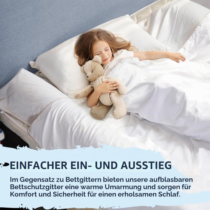Aufblasbarer Rausfallschutz Bett Reise 1.2M, 2er Set, Aufblasbares Sicherheitsgeländer für Kinderbet