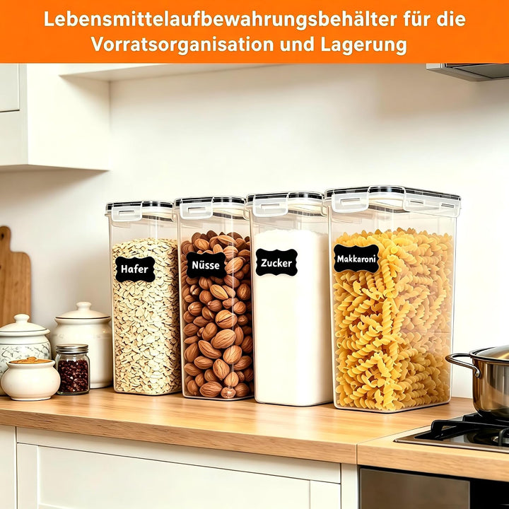 4er-Set 2,8l transparente Behälter, stapelbare Getreidelagerbehälter 4 pack(2.8L), 4 pack(2.8L)