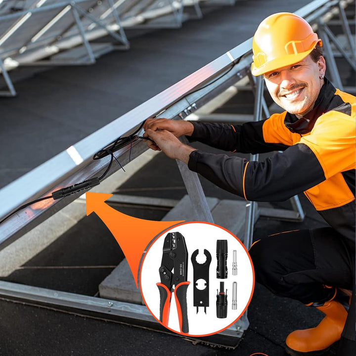 Solar Crimpzange Set, Crimpzange für 2.5-10mm² Solarpanel PV Kabel,6 Paar Kabelstecker(Nur für 10mm²