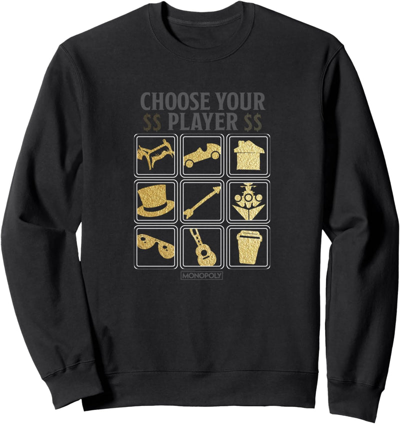 Monopoly Choose Your Player Gold Game Piece Icons Sweatshirt