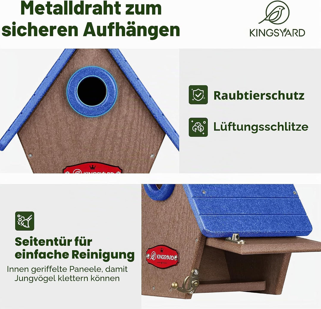 Kingsyard Nistkasten Vogelhaus aus recyceltem Kunststoff für den Aussenbereich - Hängende Nisthöhle