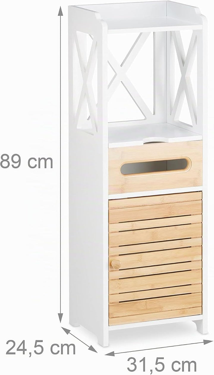 Relaxdays Beistellschrank klein mit 5 Ablagen, Mehrzweckschrank für Küche und Bad, schmaler Nische R