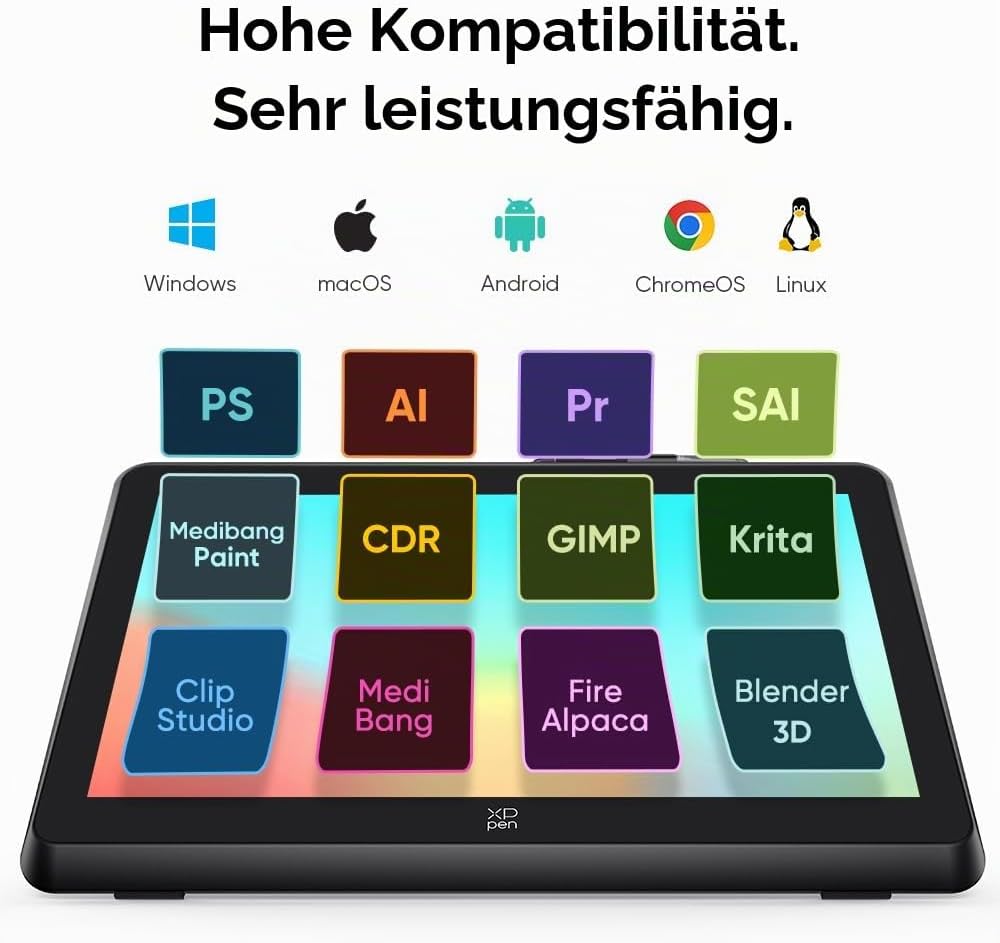 XPPEN Artist 22 Plus Grafiktablett mit Display 16K Druckstufen, Grafiktablett Digital Zeichnung FHD