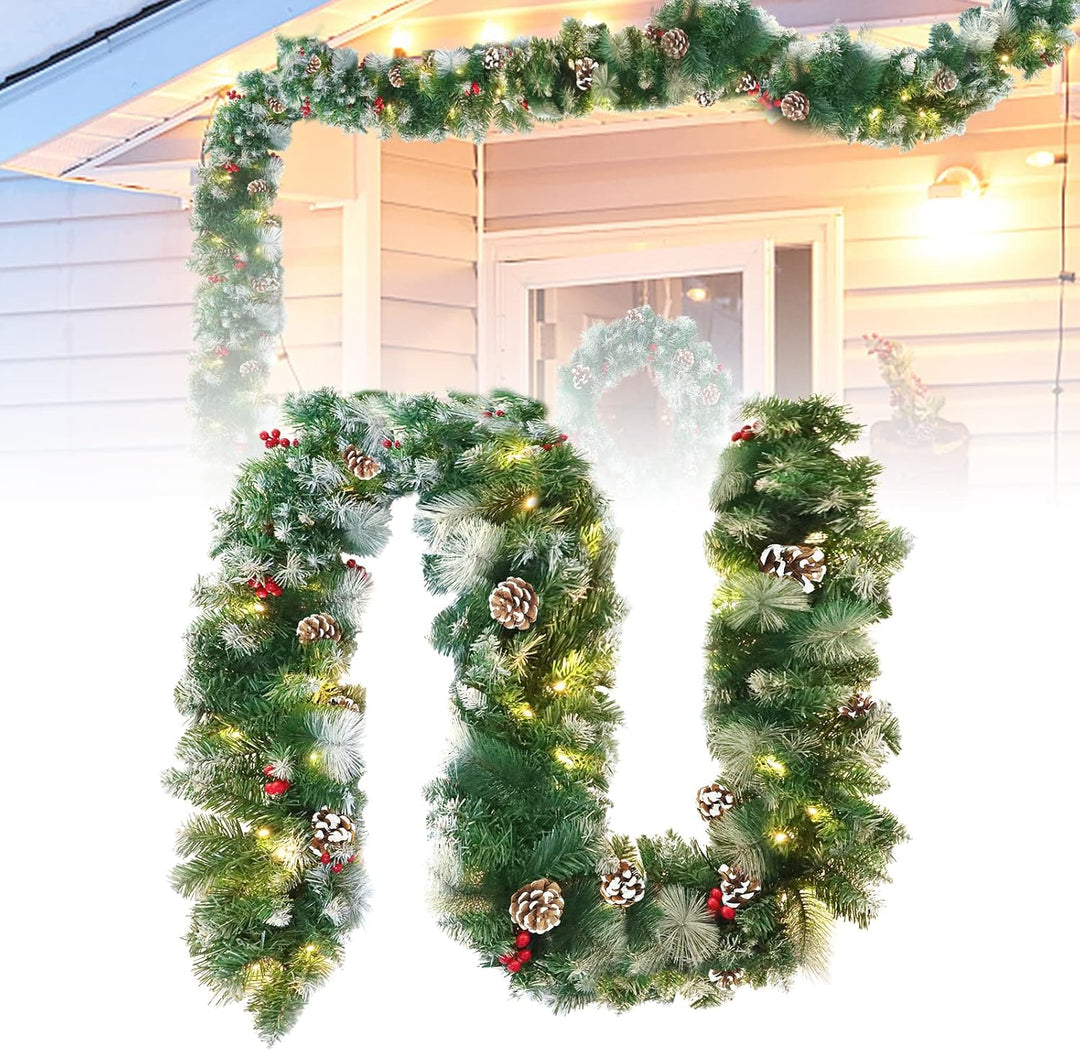 ACXIN Weihnachtsstock, Weihnachtsgirlande Rebe, mit LED Leicht, Künstliche Kranzdekoration, Roten Be