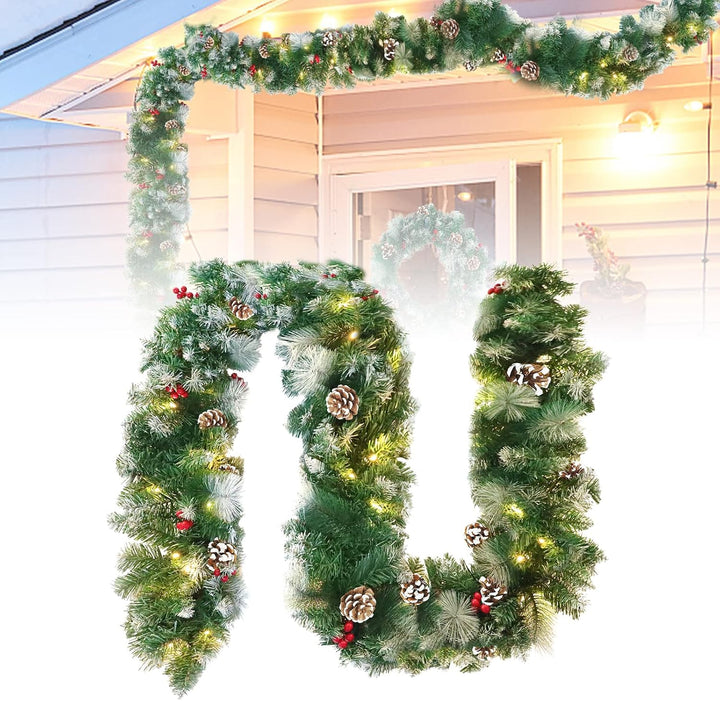 ACXIN Weihnachtsstock, Weihnachtsgirlande Rebe, Mit LED Leicht, Künstliche Kranzdekoration, Roten Be