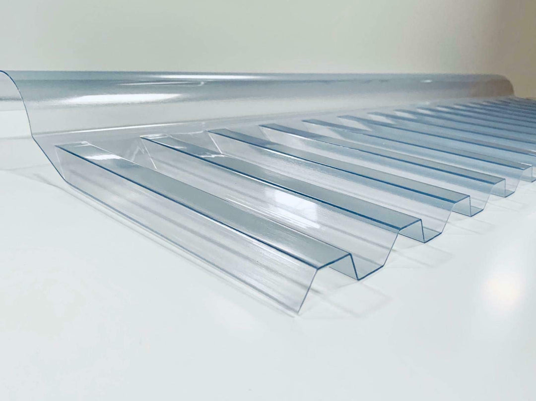 PVC Trapez Firstteil 70/18 in glasklar - Dachneigung anpassbar - Wellplatte - Breite: 1100 mm Profil
