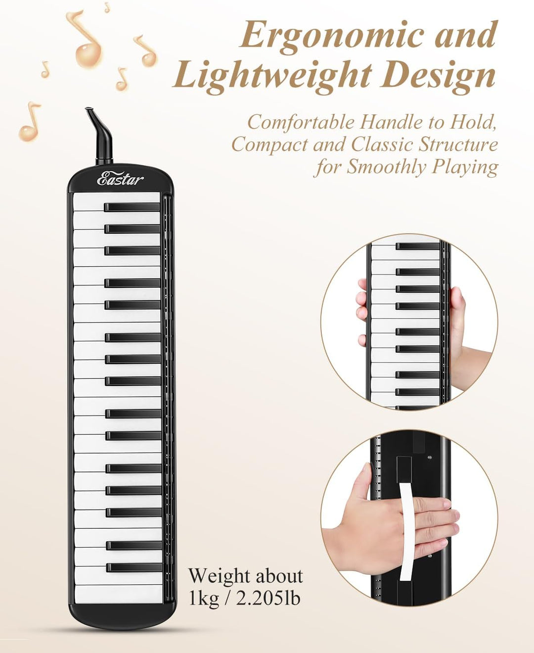 Eastar Melodica mit 37 Tasten, Blasinstrument mit Mundstück, Blas-Piano-Keyboard, inklusive Tragetas