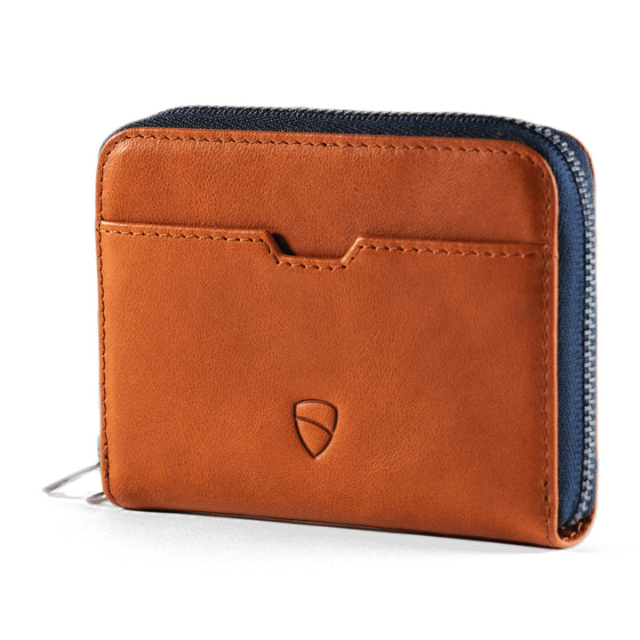Vaultskin Mayfair Minimalistische Geldbörse aus Leder mit Reissverschluss Kleiner RFID-blockierender