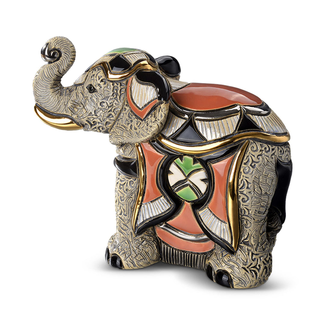 De Rosa Rinconada, Handbemalte Keramikskulptur, Asiatischer Elefant