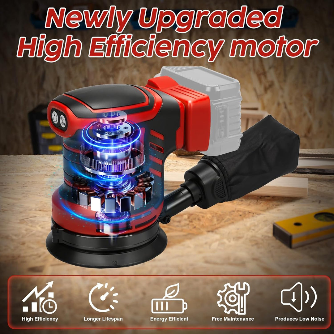 Exzenterschleifer für Milwaukee 18V Akku(no Akku),125mm Schleifmaschine,3 Geschwindigkeiten 7000-11,