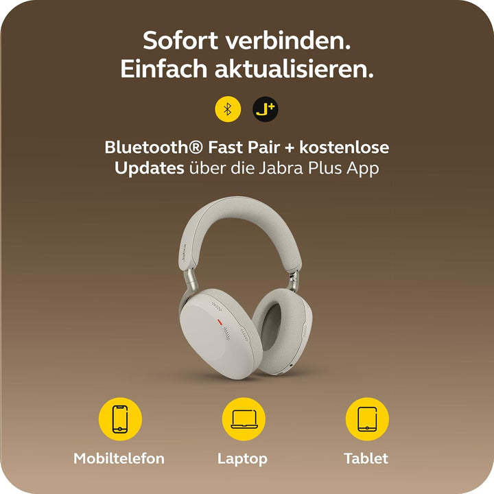 Jabra Evolve3 85 Over-Ear Bluetooth Headset kabellos mit Mikrofon für Büro, USB-C, KI-Sprachanruf, A
