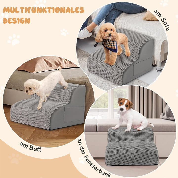 COSTWAY Hundetreppe 2 Stufen, rutschfeste Hundestufe aus Schaumstoff, 20kg belastbar, Haustiertreppe