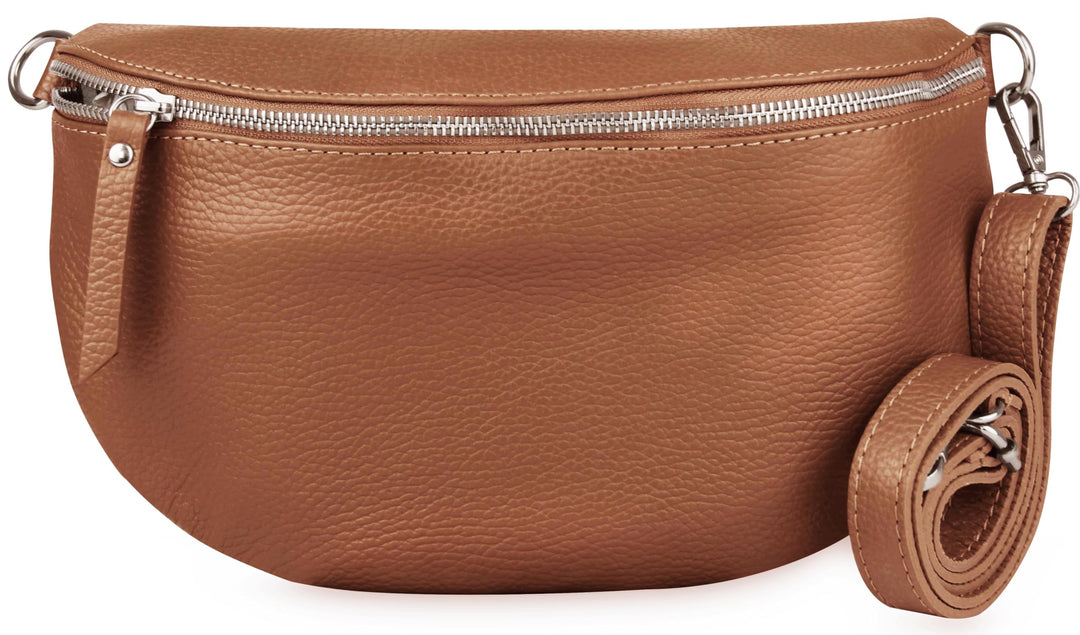Frentree® Damen Echtleder Bauchtasche, Made in Italy, Umhängetasche Crossbody Tasche Schultertasche
