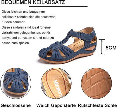 Hitmars Sandalen Damen Keilabsatz Pantoletten Plateau Geschlossene Sommer Keilsandalen Slingback Fus