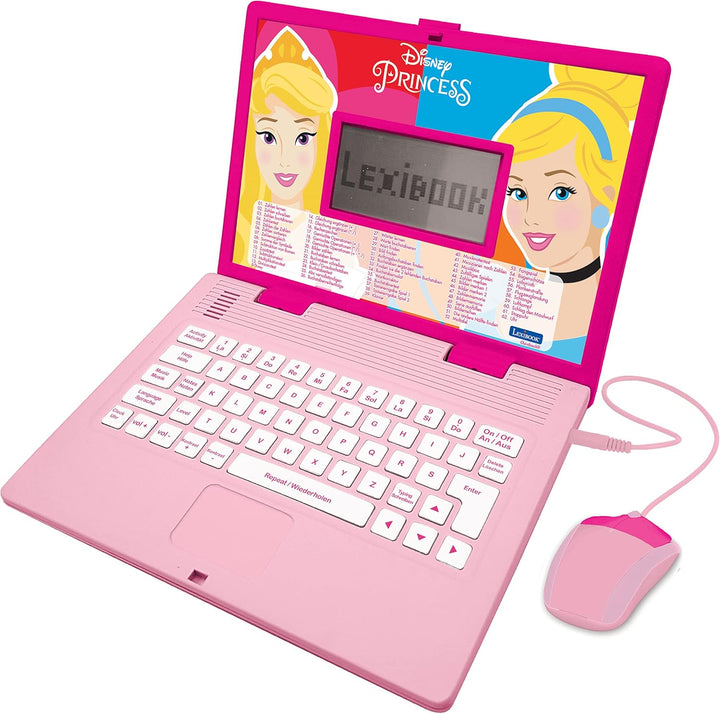 Lexibook Disney Princess - Zweisprachiger Laptop für Bildungszwecke Englisch und Deutsch, 124 Aktivi