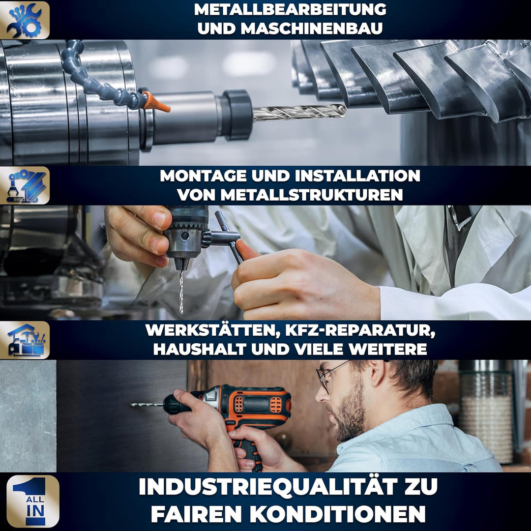 S&amp;R Metallbohrer-Set 25 teilig, ø 1-13 mm, 118° Spitzenwinkel, GM-Serie, HSS-Stahl, Industrie-Qualit