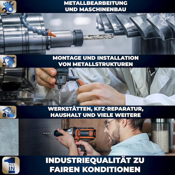 S&amp;R Metallbohrer-Set 25 teilig, ø 1-13 mm, 118° Spitzenwinkel, GM-Serie, HSS-Stahl, Industrie-Qualit