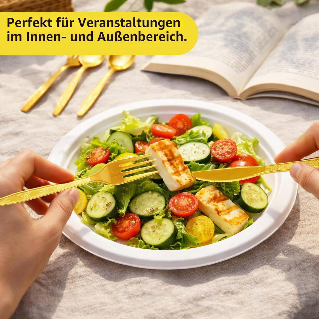 150 Stück Wiederverwendbaren Besteck Set, Party Besteck Mit Gabeln Messer Und Löffel Reusable Für Fa