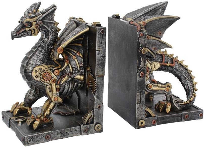 Nemesis Now Dracus Machina Buchstützen, 27 cm, Bronze
