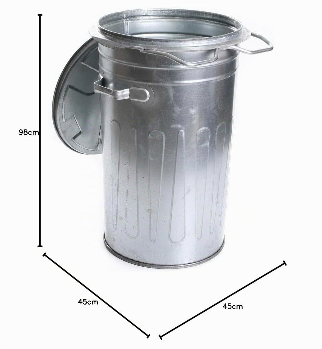 rg-vertrieb Mülltonne 110L verzinkter Stahl Müllbehälter mit Deckel und festen Rädern – robuste Abfa