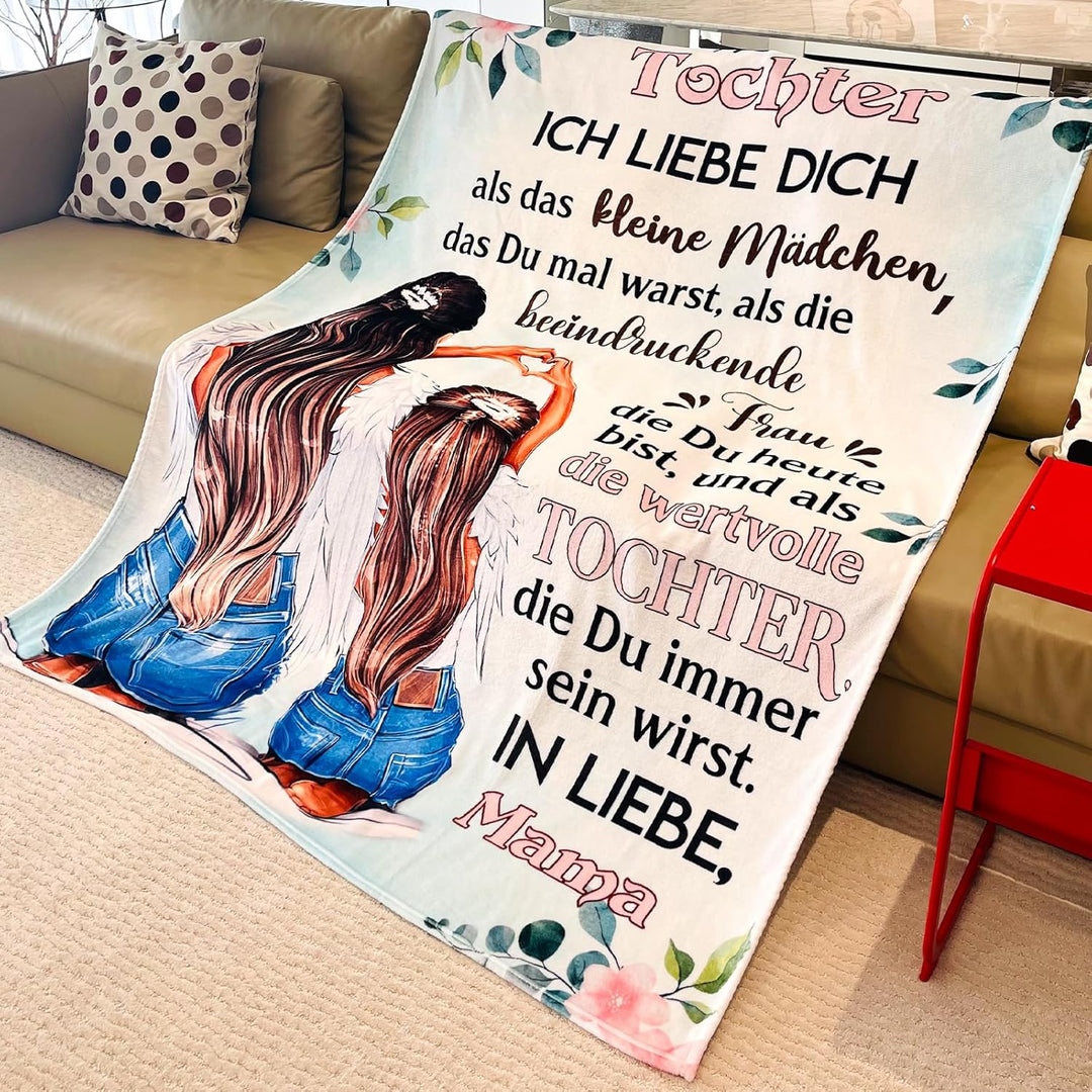 Kuscheldecke Brief an Meine Tochter - Super Weiche Flanelldecke für Sofa, Positive Ermutigung von Mu