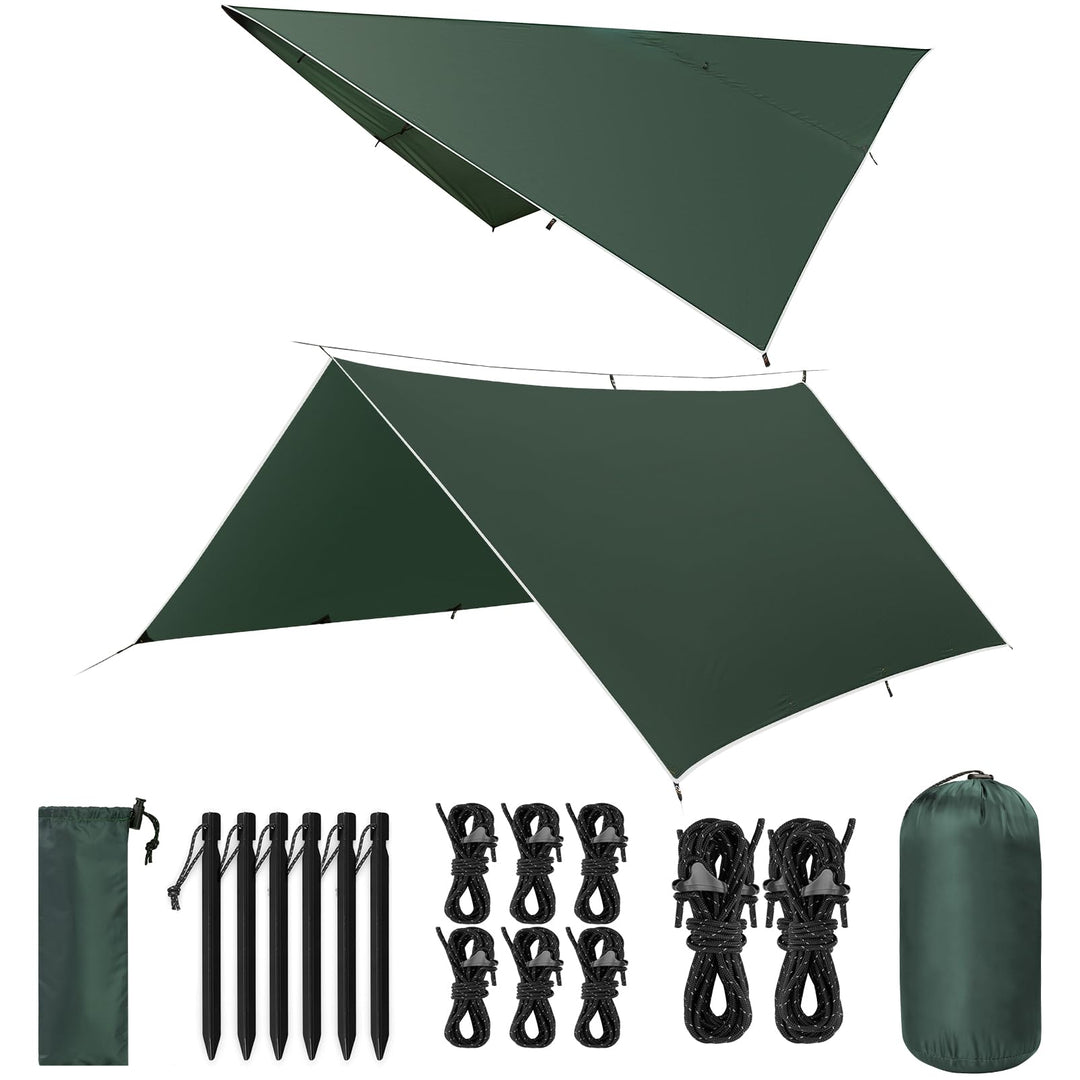Tarp 3x3/3x5M Wasserdicht, Ultraleicht Camping Zeltplane, Anti-UV Sonnen Regen Schutz Schnee, mit Ös