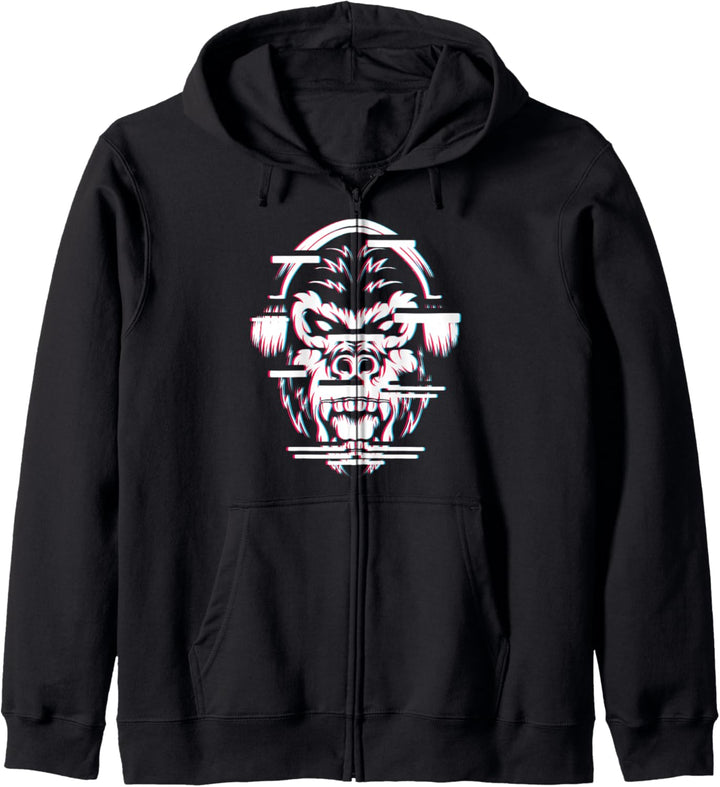 Affe Monkey mit DJ Kopfhörer und Sonnenbrille Kapuzenjacke
