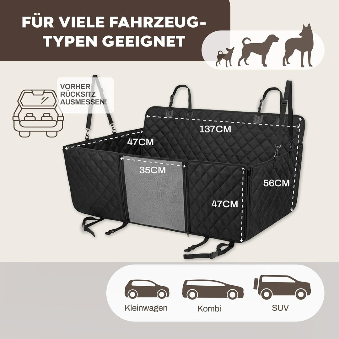 Hainberger Hundedecke Auto Rückbank Wasserabweisende Kratzfeste Autodecke für Hunde wasserdichte rut