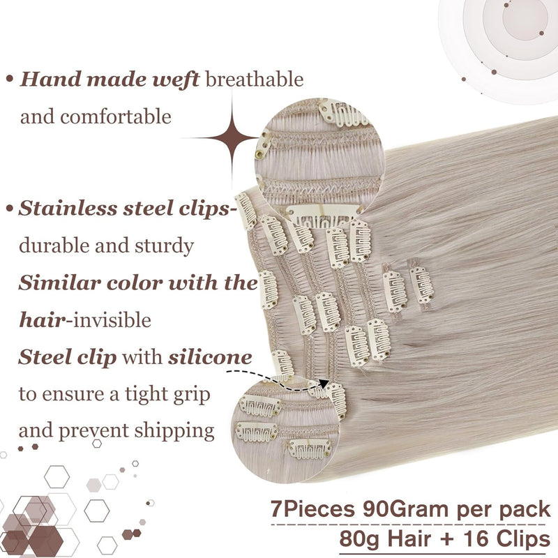 Hetto Echthaar Clip in Extensions Blond Clip in Echthaar Extensions Remy Menschlich Haar Clip in Ext