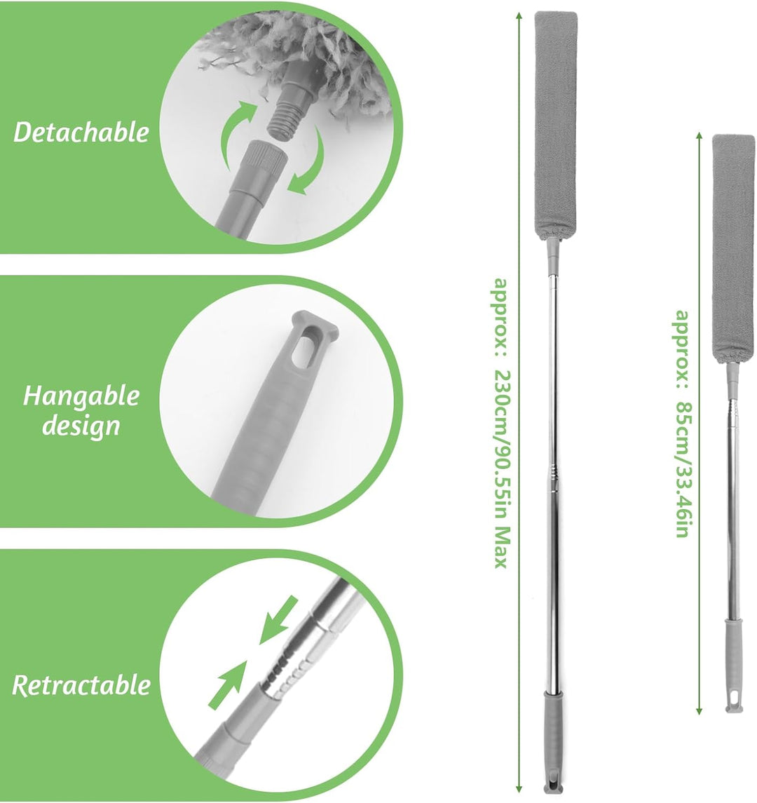 Staubwedel Teleskop, 6er Set Staubwischer Lang Ausziehbar Bis 250cm, Staubbesen Mikrofaser Waschbar