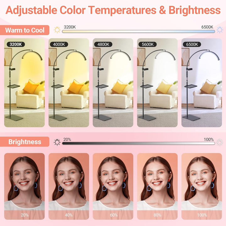 LED Halbmond Wimpern Lampe: Faltbar Wimpernverlängerung Lampe mit 5 Dimmbaren Farben & Drehbar 360°