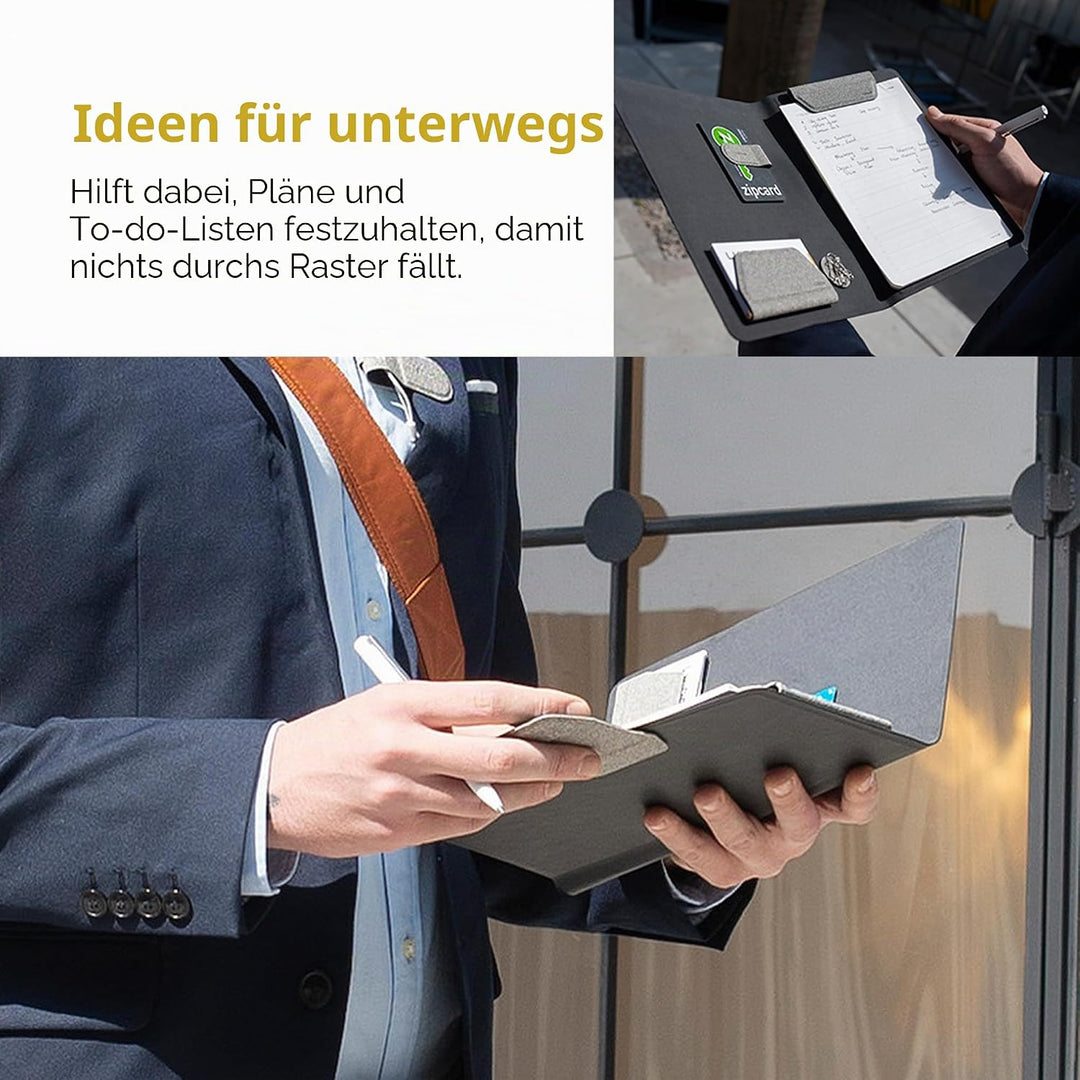 LHiDS Schreibmappe DIN A5 Klemmbrett Mappe, Multifunktionale Magnettafel mit Visitenkarte Halter, St