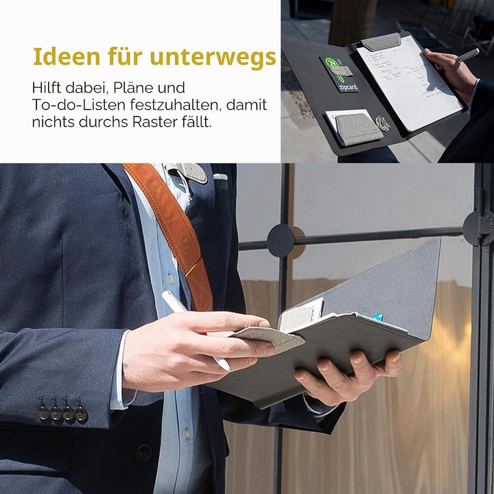 LHiDS Schreibmappe DIN A5 Klemmbrett Mappe, Multifunktionale Magnettafel mit Visitenkarte Halter, St