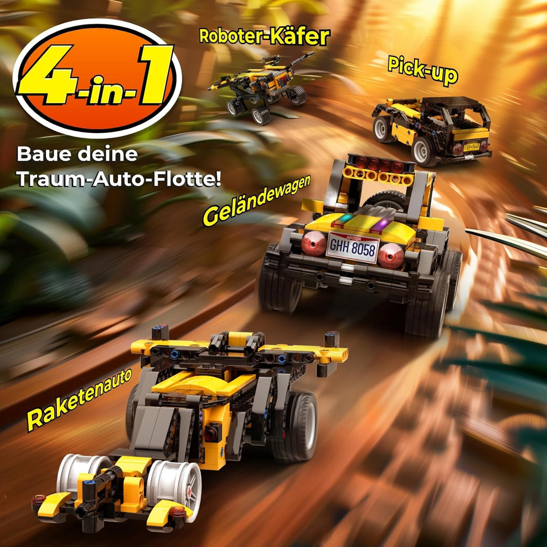 Apitor Robot R Programmierbarer Roboter für Kinder, 4-in-1 Off-Roader-Spielzeugauto Bausatz, App-Fer