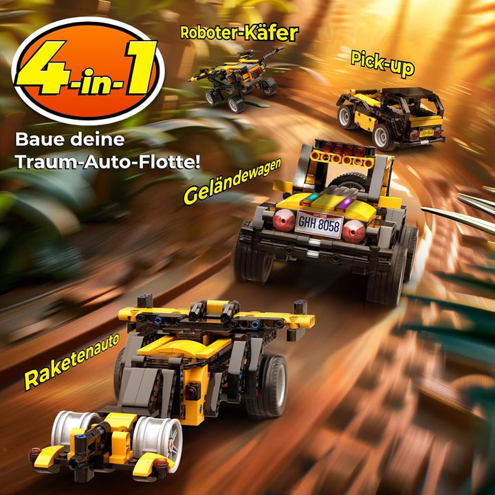 Apitor Robot R Programmierbarer Roboter für Kinder, 4-in-1 Off-Roader-Spielzeugauto Bausatz, App-Fer