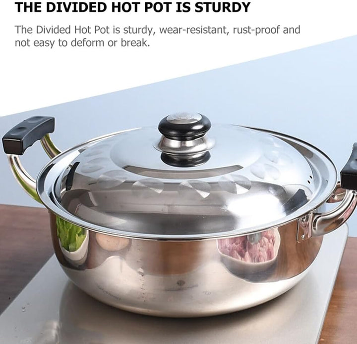 Zerodeko Dual-handle Edelstahl Hotpot Geteilter Fondue-topf Für Geschmäcker Multifunktionales Kochge