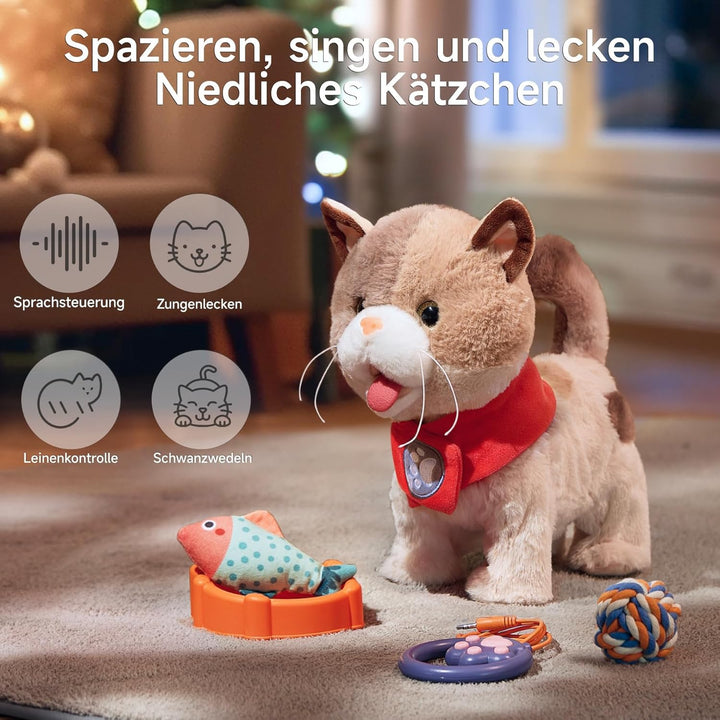 TUMAMA KIDS Elektronische Haustiere, Katze Spielzeug Kinder, Roboter Kuscheltier Plüschtiere Katze,